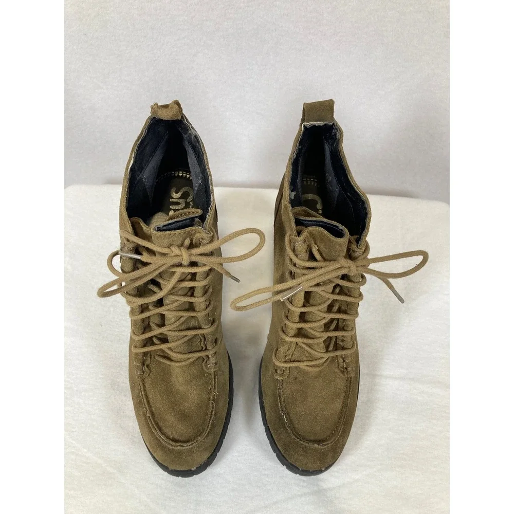Boho Utility Circus by Sam Edelman Women 6.5M‎ Olive Green Denver Suede Booties